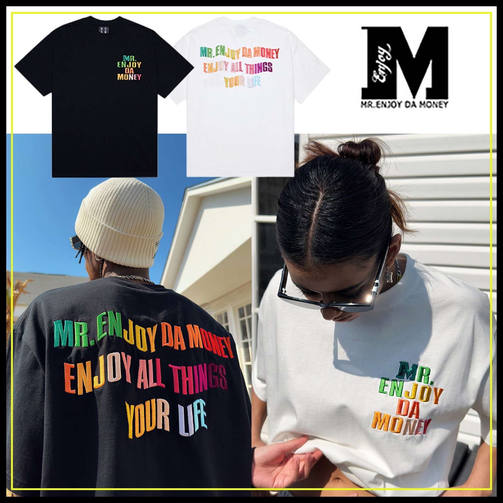 MEDM 3色 Tシャツ 綿 刺繍 ロゴ デザイン カジュアル 男女兼用