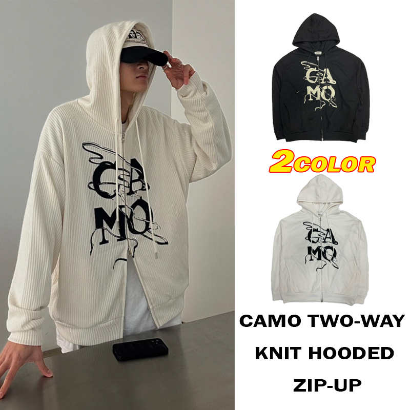 ♦韓国発♦ Camo two-way knit フーディ(2色) unisex