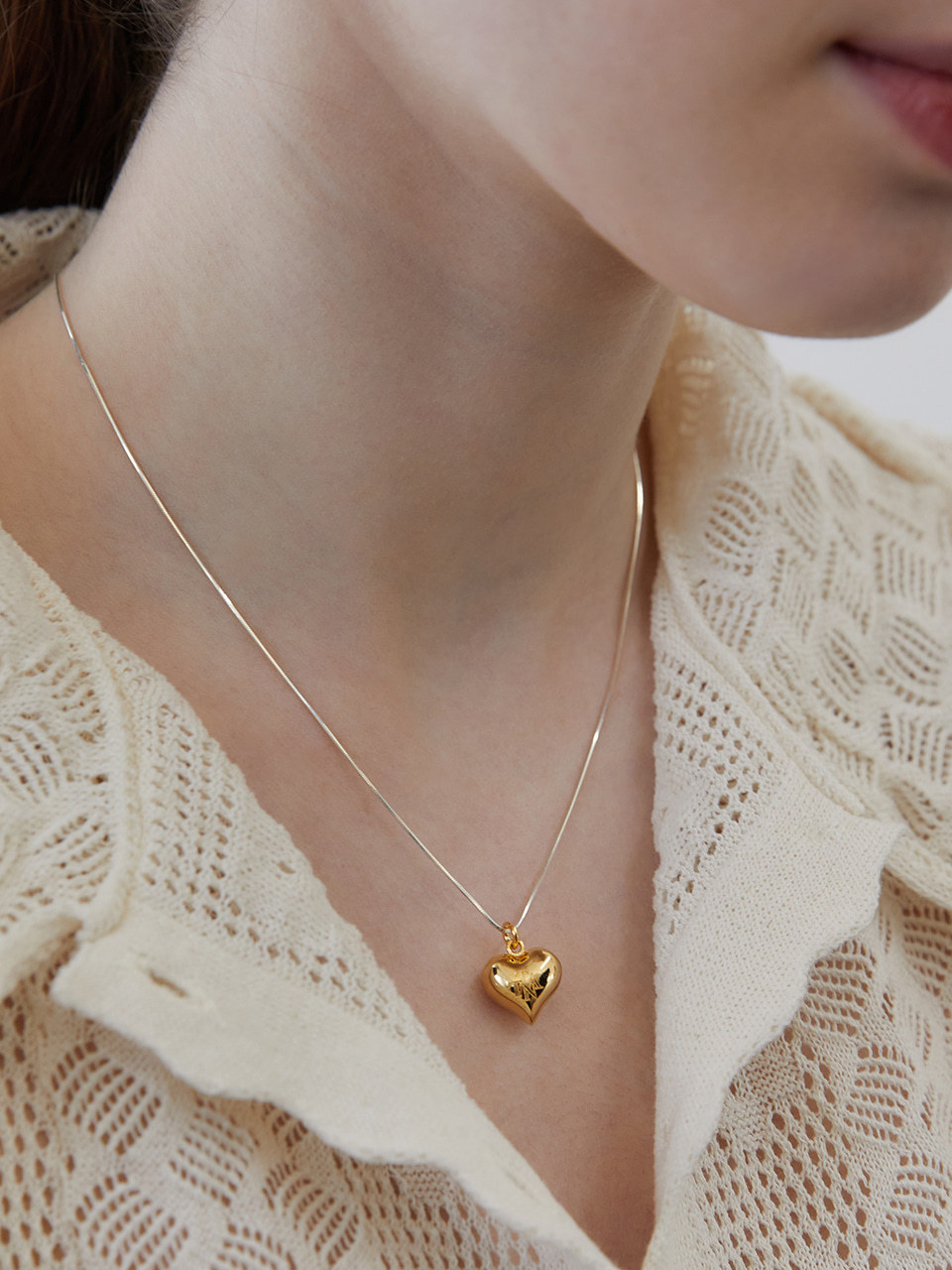 [TATIANA] 韓国☆SILVER925☆Heart Combination Chain Necklace