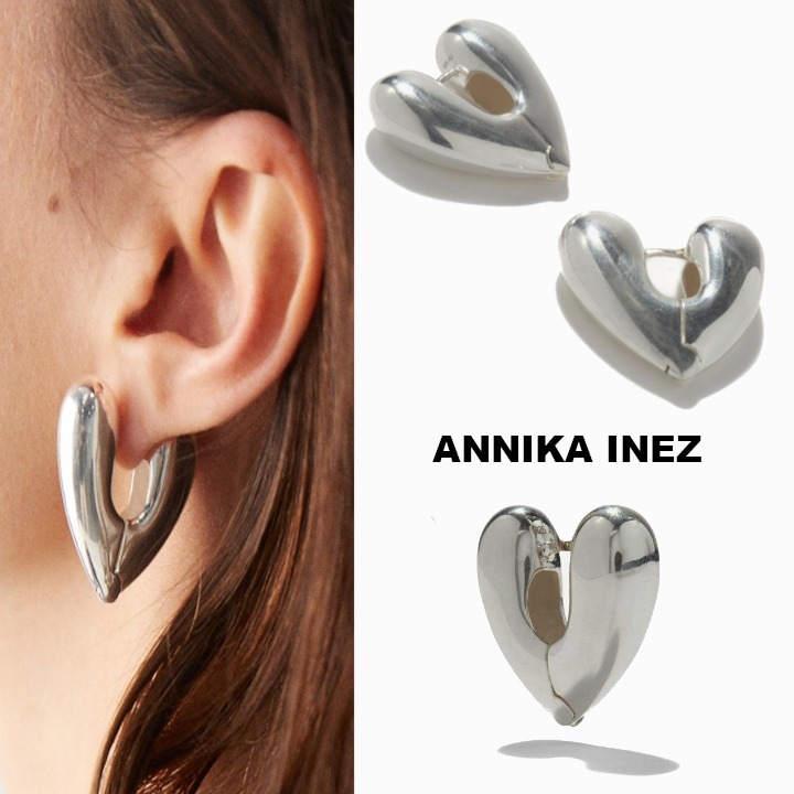 2枚で送料無料 7/17まで出品【ANNIKA INEZ】ハートピアス シルバー