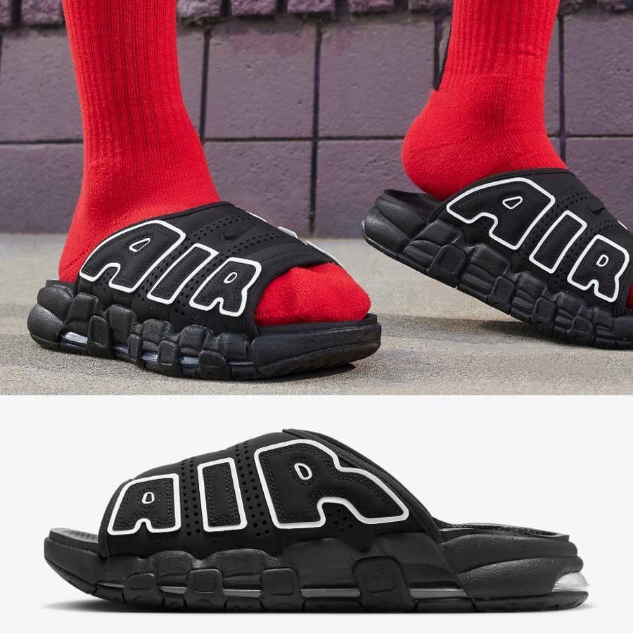 NIKE★AIR MORE UPTEMPO SLIDE★BLACK/WHITE