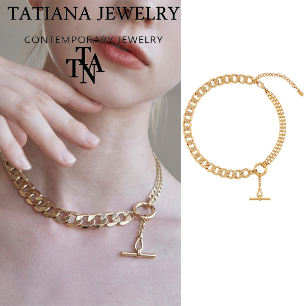 【TATIANA】Bold Mix Chain Toggle Choker Necklace★送料無料