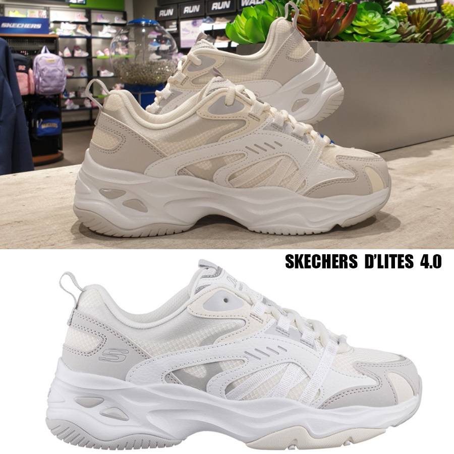 SKECHERS★D'LITES 4.0★厚底★アイボリーグレー系
