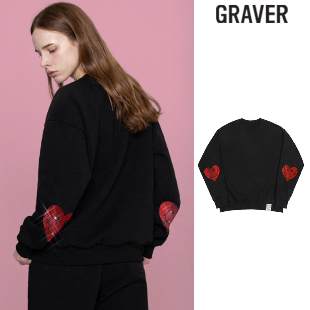 【GRAVER】23SS★ Elbow Heart Smile Beads Sweatshirt