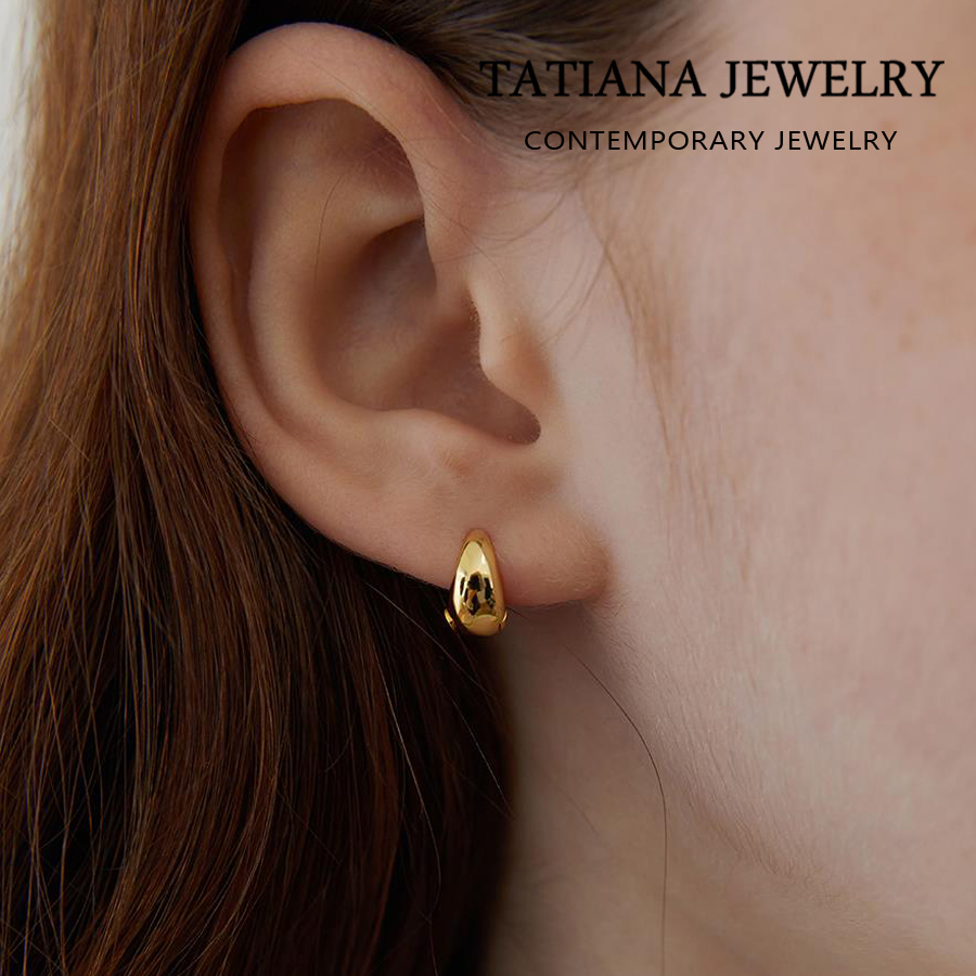 韓国発【TATIANA】(Silver925) Minimal Toy Hoopピアス(Mサイズ)