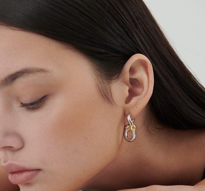 HYERES LOR☆erite23 silver combi one-touch earring ピアス HYERES LOR] Silver One Touch ピアス☆プレゼントにぴったり☆