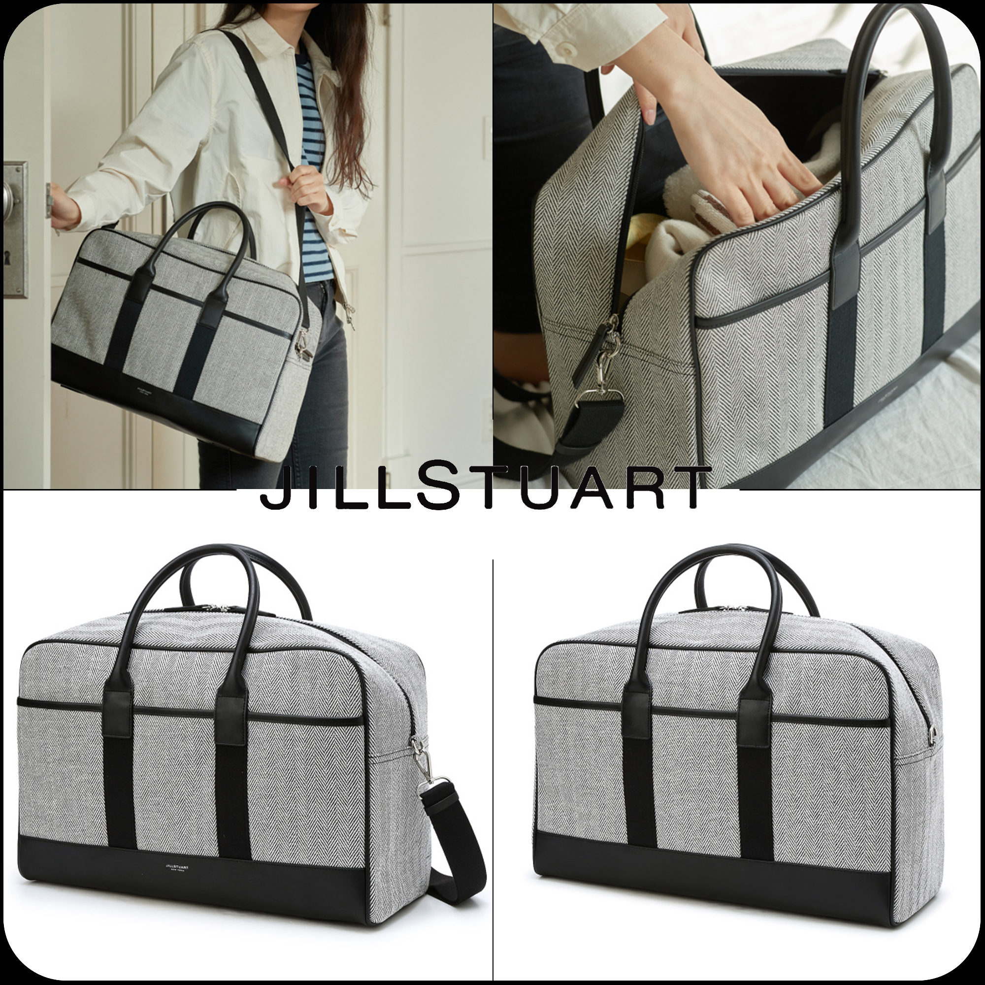 [JILLSTUART]★VACATION HERRINGBONE TRAVEL BOSTON BAG L