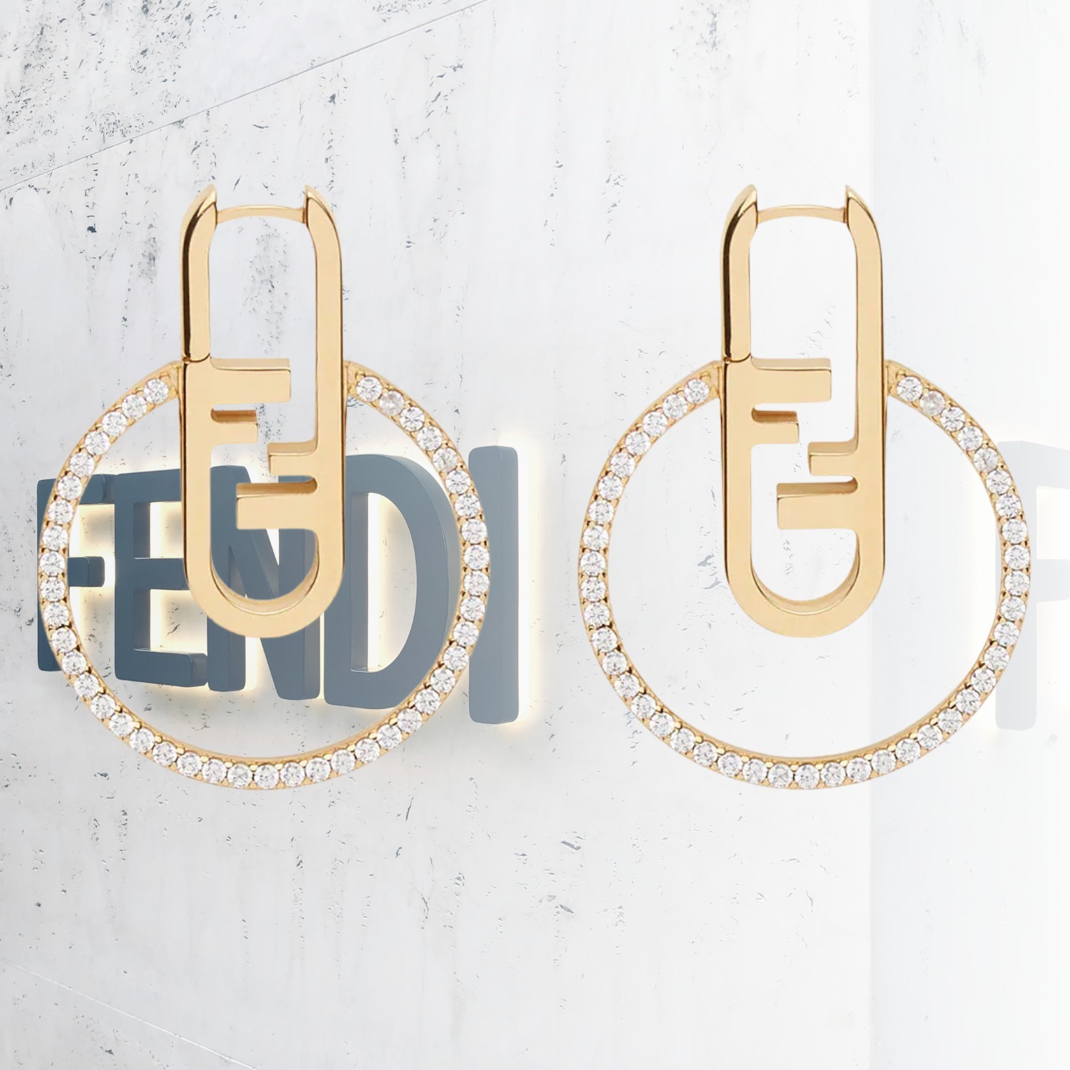 FENDI フェンディー オーロック クリスタル イアリング ピアス