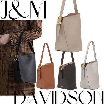 J & M Davidson Handbags Casual Style Plain Leather Office Style Elegant Style Logo