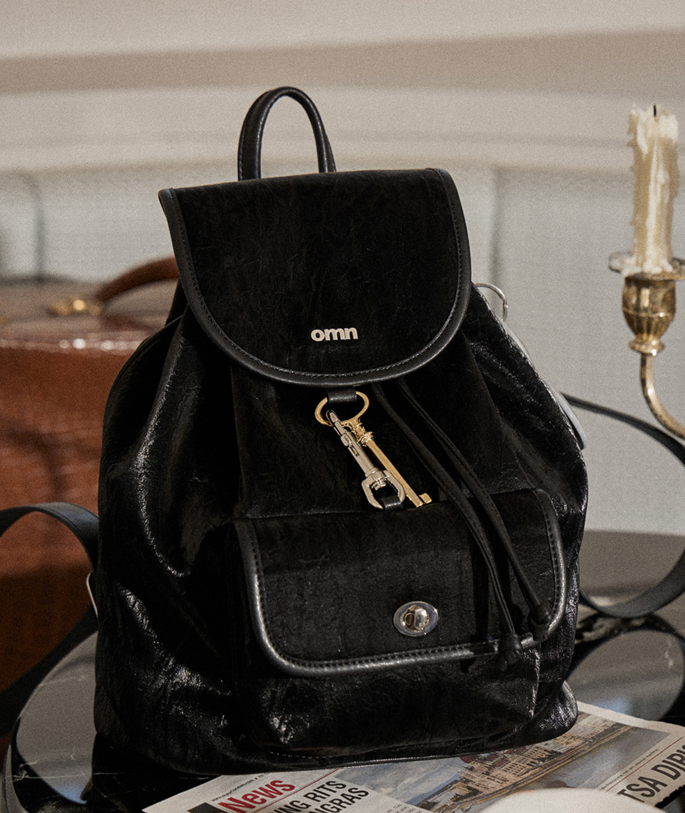 《韓国 omnipotent》key&backpack (black) 人気 バッグパック
