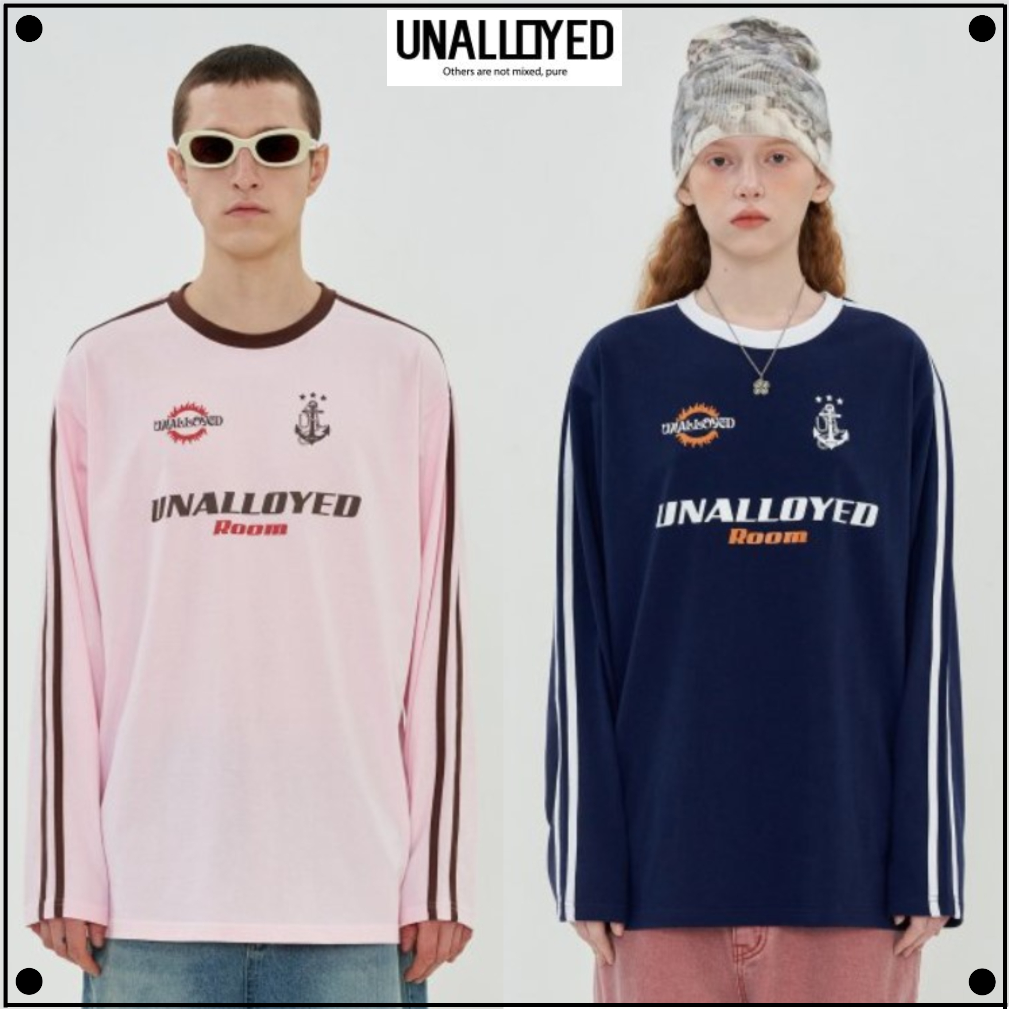 日本未入荷UNALLOYEDのLOGO FOOTBALL LSV T SHIRT 全2色