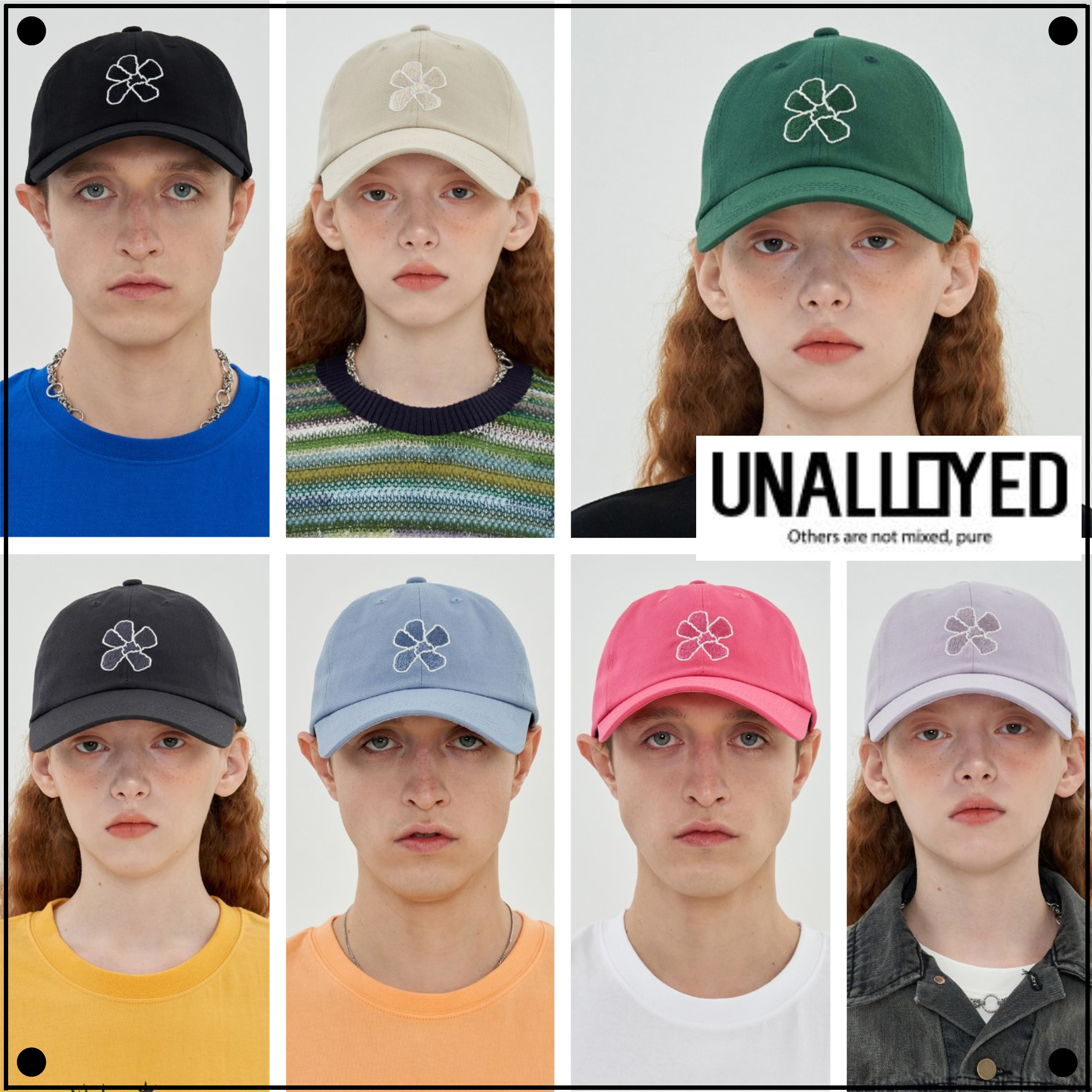 日本未入荷UNALLOYEDのFLOWER BALL CAP 全8色