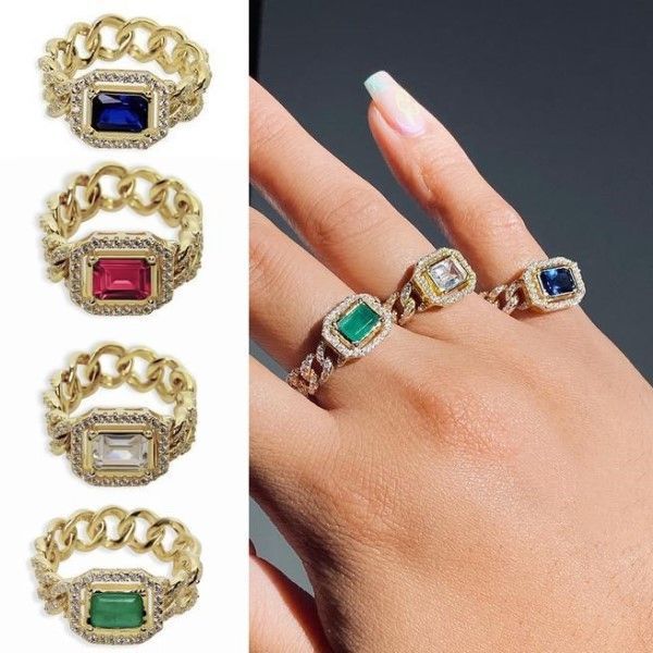 【THE M JEWELERS】THE HALO STONE CUBAN LINK CHAINリング