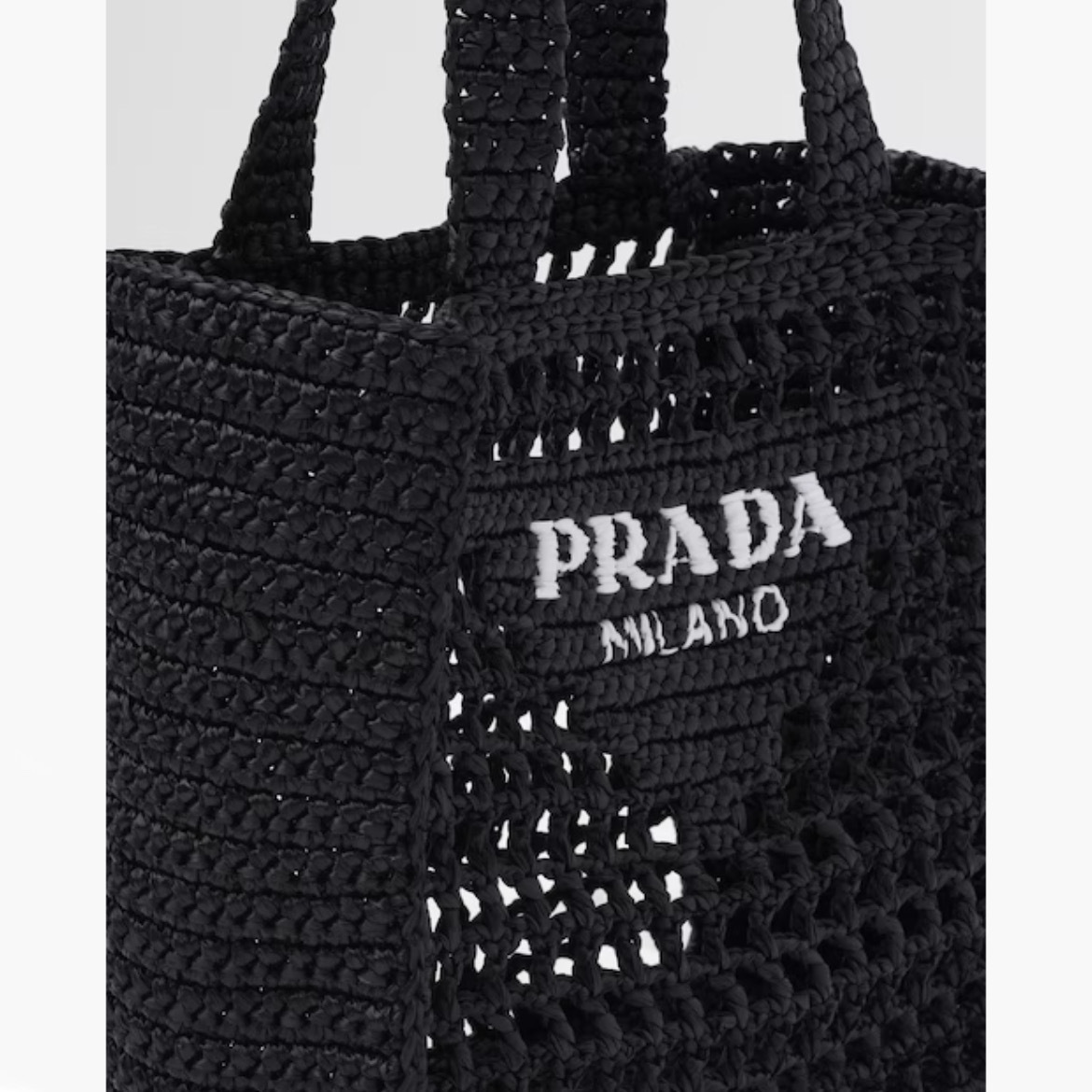 大注目】PRADA◇ラフィア メッシュ編み スモール トートバッグ
