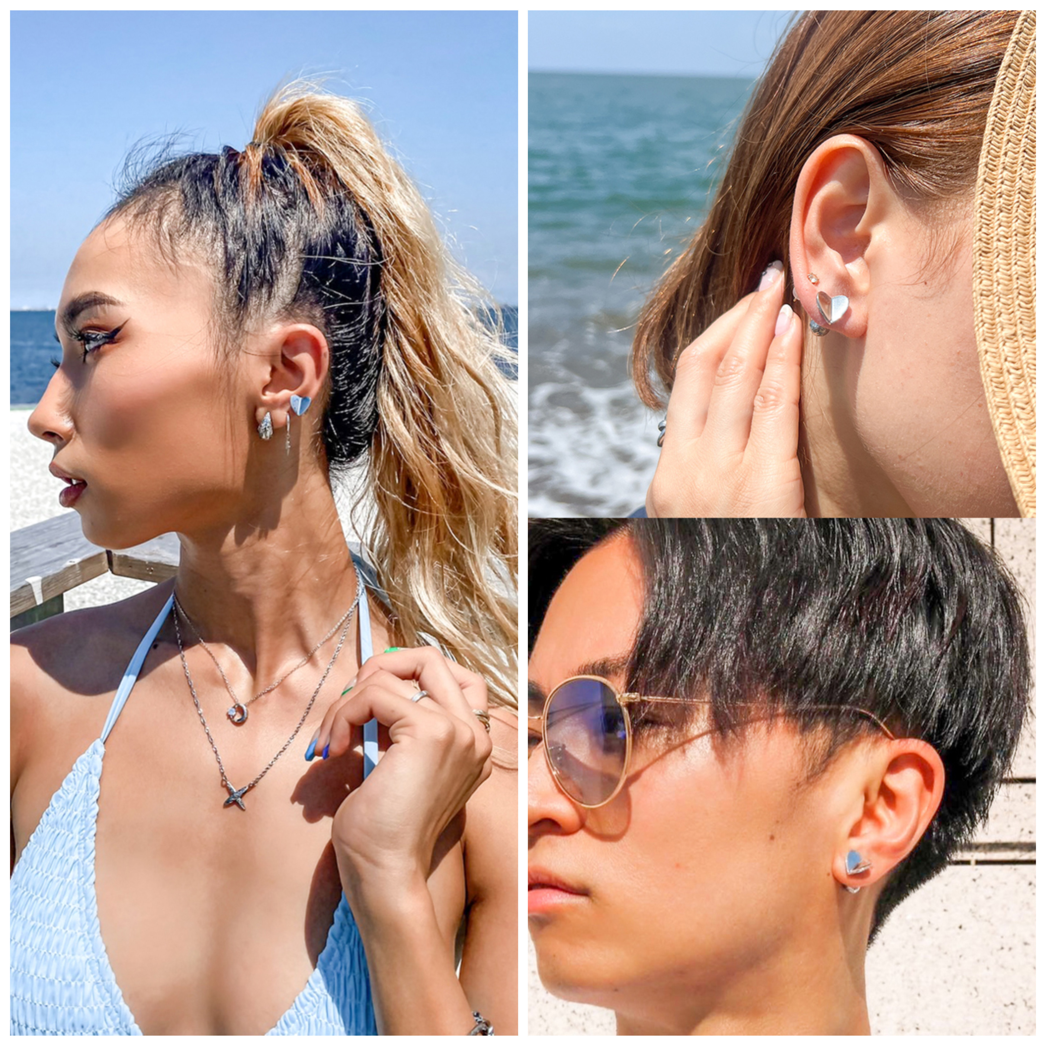 ハワイアンジュエリー 両耳用ピアス ハート ボール 2way 3カラー ハワイアンジュエリー ピアス ハート ボール 2way サージカル