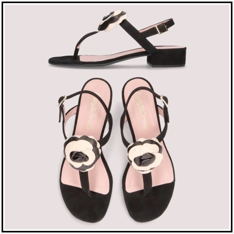 Pretty Ballerinas♪フラワー付ソフトスエードサンダル