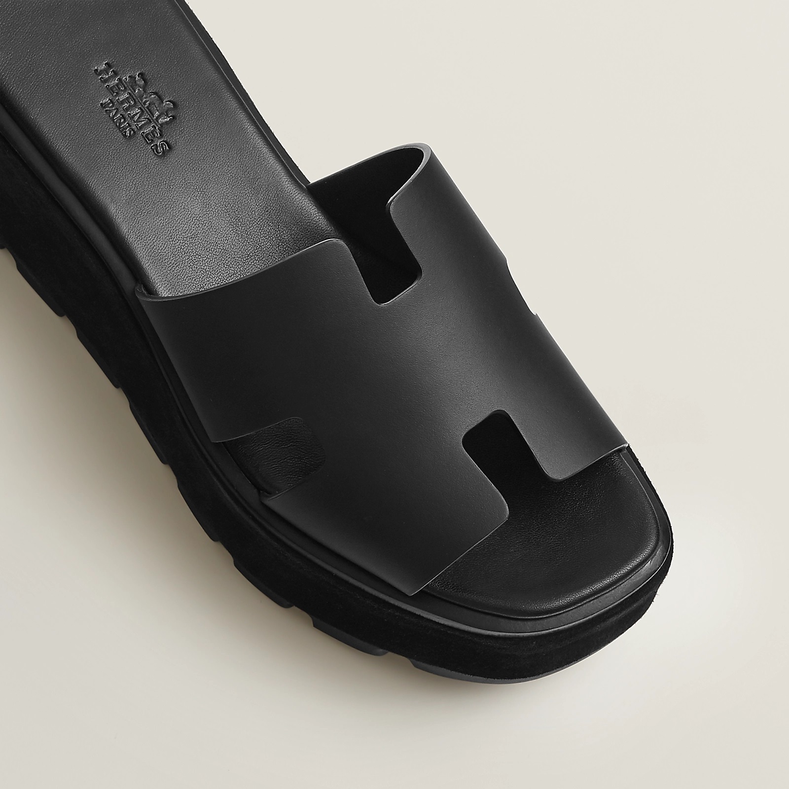 HERMES / サンダル エズ30 ブラック 38 厚底サンダル