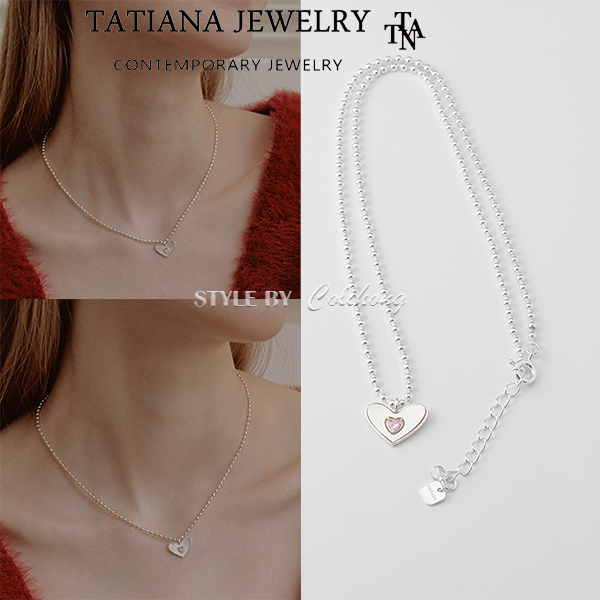 【TATIANA】Cubic Dot Heart Necklace★送料無料