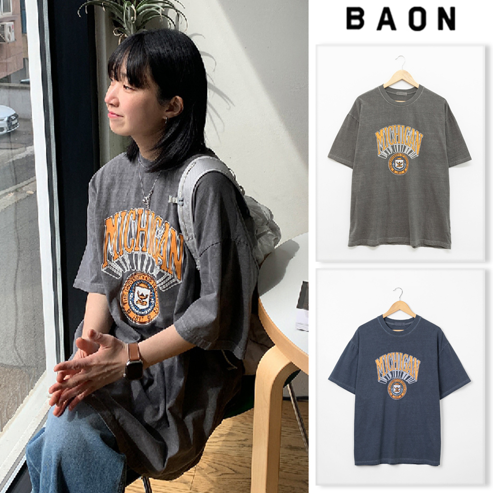 【BAON】[unisex] Chipty Pigment Printing Short Sleeve Tee