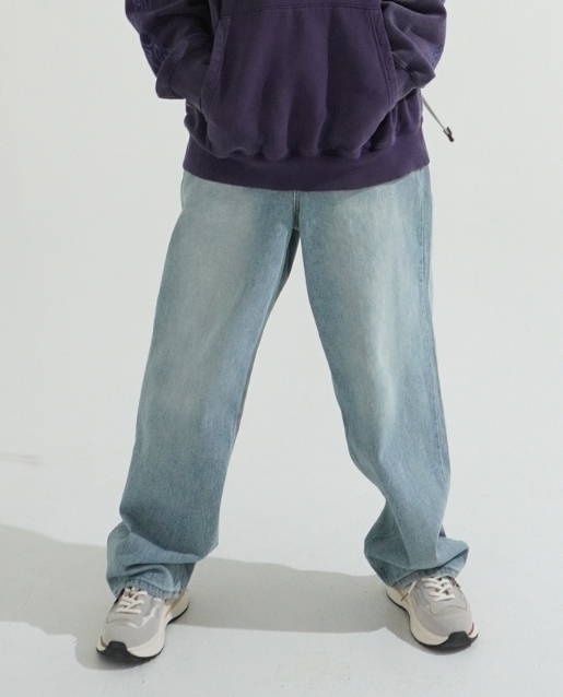 【KIXI】★(UNISEX) Milk Washing Wide Denim Pants Milk Washing Wide Denim Pants - KIXI | 60% - Asian Fashion