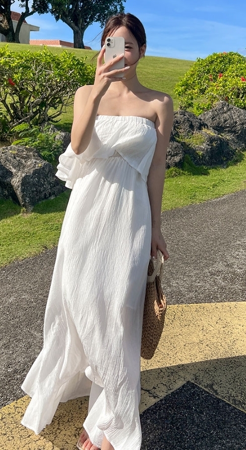 バカンスお勧め★ホワイト オフショルダー ワンピース バカンスお勧め☆ホワイト オフショルダー ワンピース