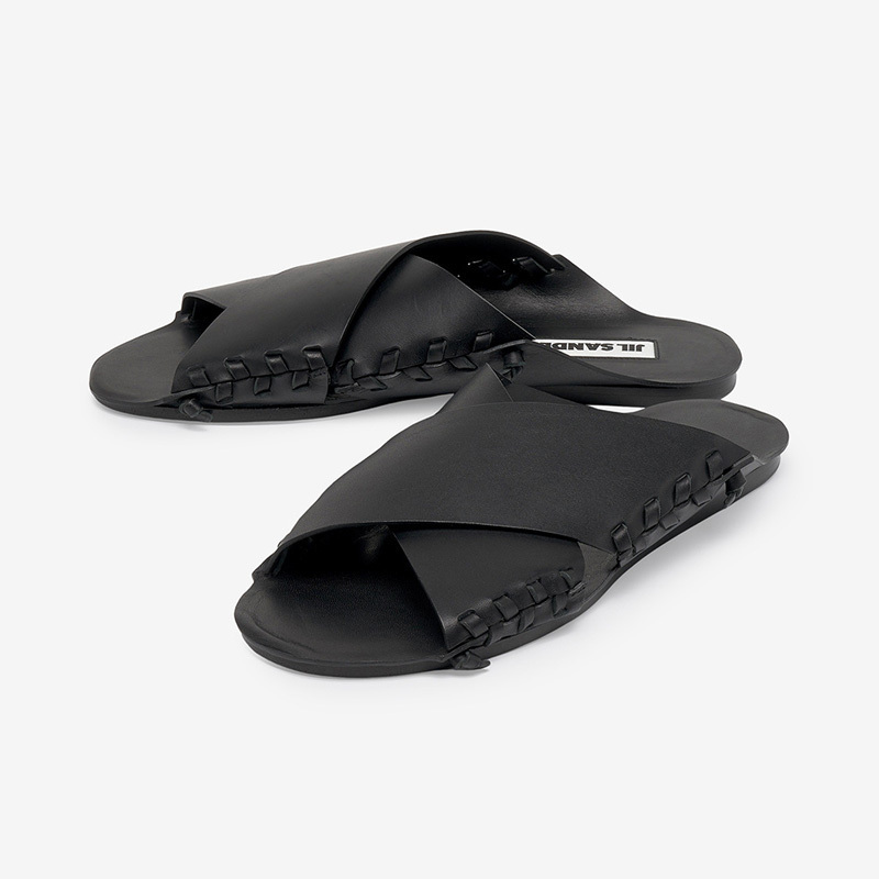 関税送料込み- JIL SANDER レザー スライドサンダル