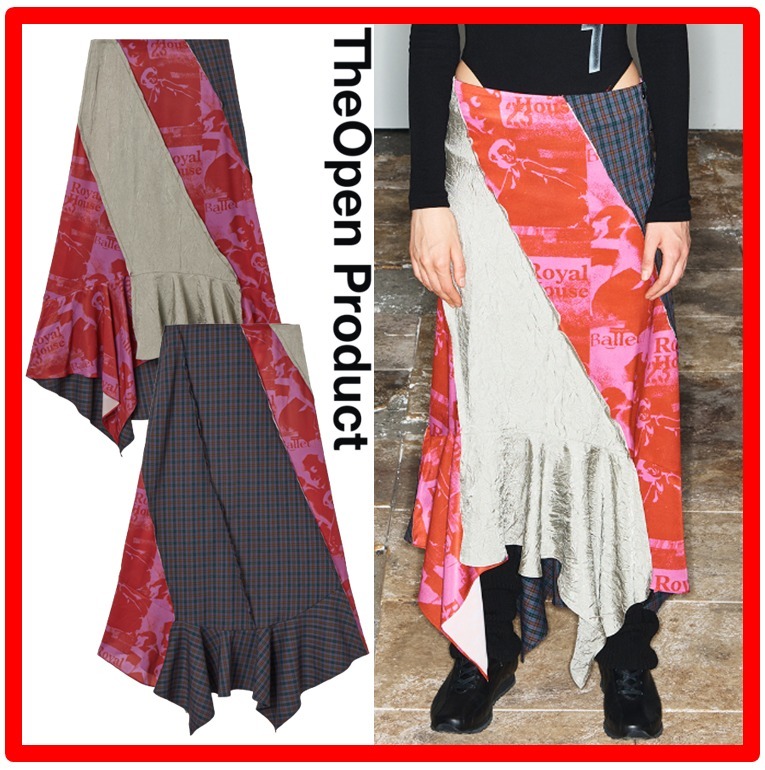 ☆人気☆【TheOpen Product】☆PATCH-WORK RUFFLE SKIR.T☆
