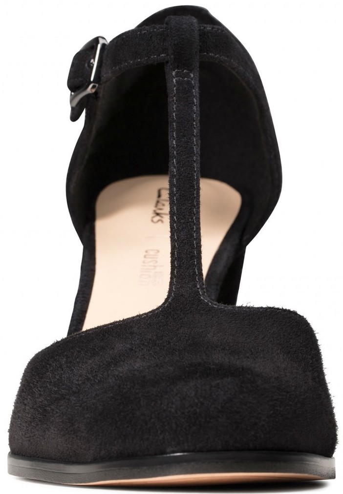 Clarks パンプス ストラップ 8cm ヒール ブラック スエード Clarks パンプス ストラップ 8cm ヒール ブラック スエード