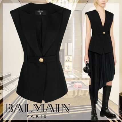 ブルー×レッド BALMAIN ベストコート | ferreteriaztahuacan.com