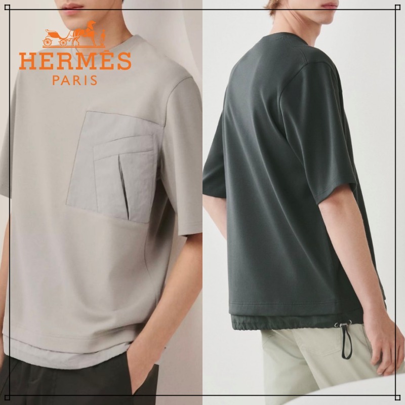 《23SS★》HERMES Tシャツ poche en cavale コットン