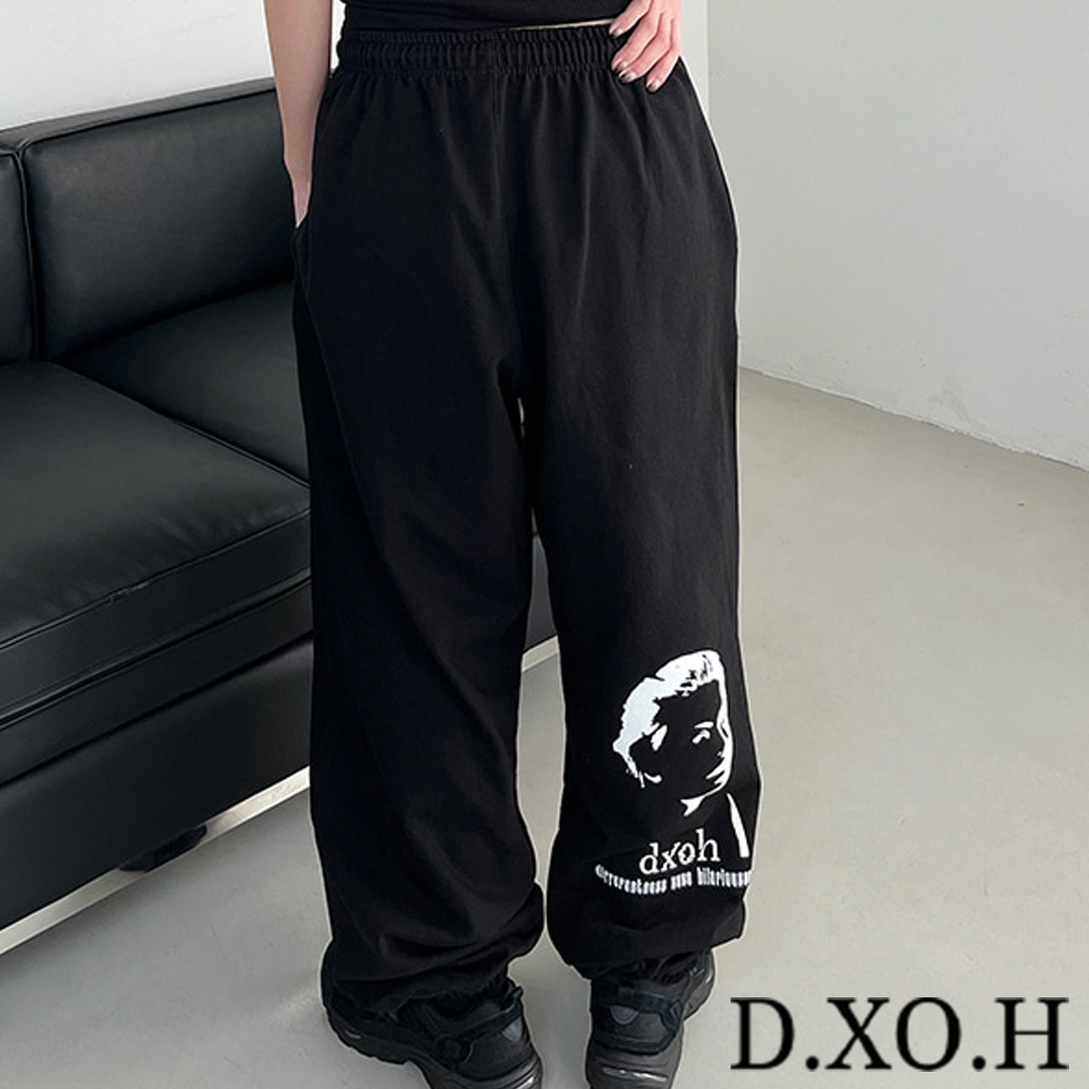 ★DXOH★Face logo long wide pants Black（春夏用）★正規品