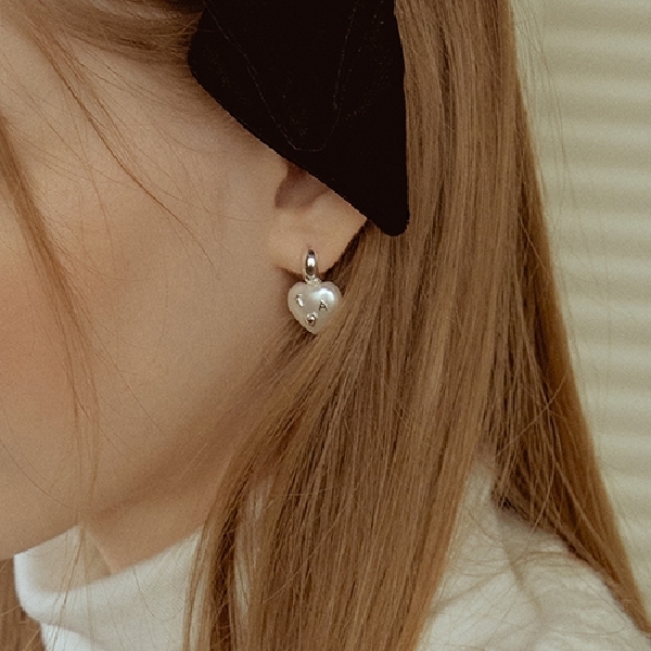 TATIANA】Lettering Pearl Heart Hoop Earring☆ピアス (TATIANA