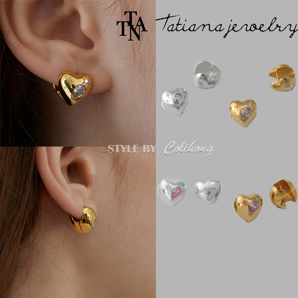 【TATIANA】WITTY CUBIC HEART ONE TOUCH EARRING★ピアス