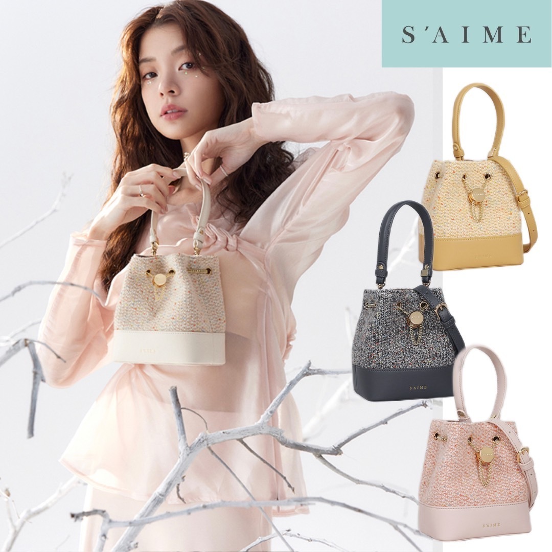 追跡有★S'AIME 2way ツイード 巾着 ショルダーバッグ
