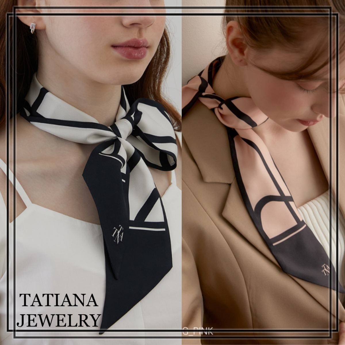 【TATIANA】Artygen Twilly Silk Scarf 韓国 シルク100%スカーフ
