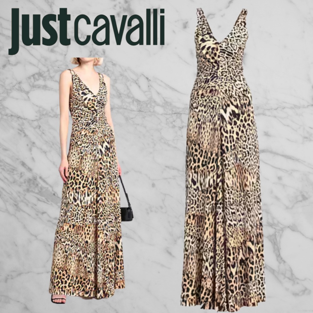 【JUST CAVALLI】ロングマキシワンピース ドレス ノースリーブ