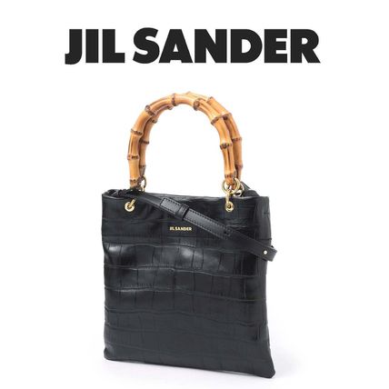 関税込 上品 ジルサンダー ハンドバッグ クロコダイル型押し 白 Jil Sander クロコパターン ショルダーバッグ | ホワイト