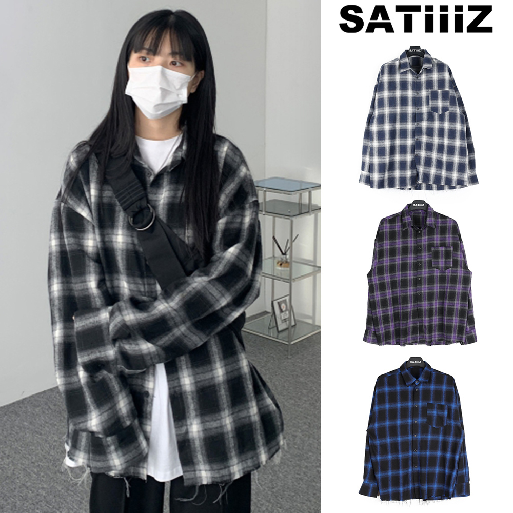 【SATIIIZ】Dipper cutting over check shirt