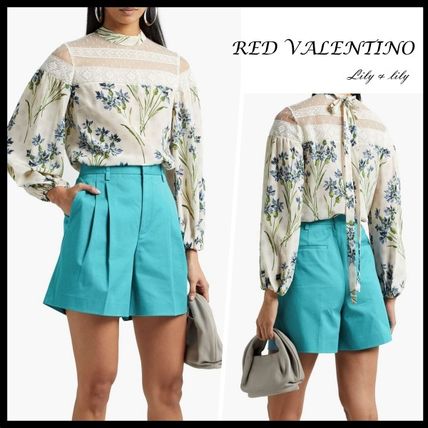 RED VALENTINO Shirts & Blouses Flower Patterns Casual Style Silk Long Sleeves Party Style