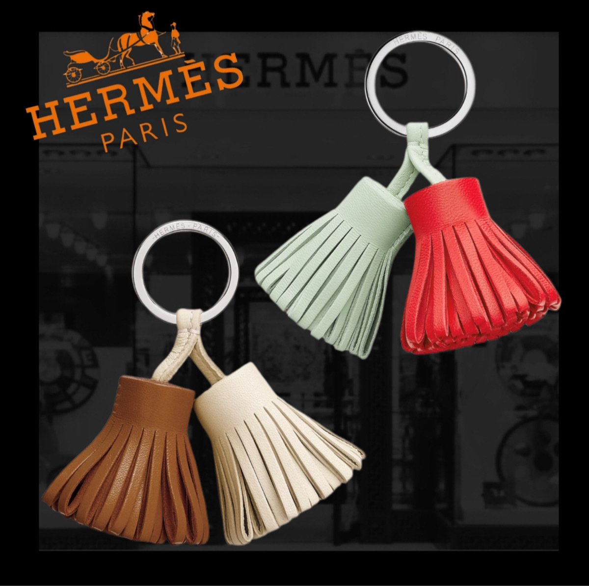 ナチュラルネイビー HERMES エルメス カルメンチータ ミニタッセル