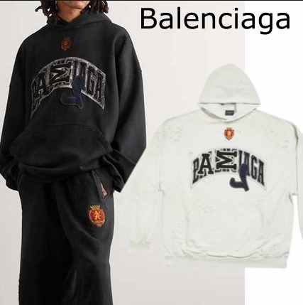 【23SS】BALENCIAGA ロゴ フーディ オーバー ダメージ コットン
