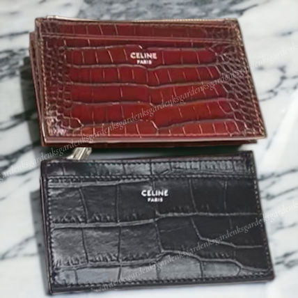 CELINE Card Holders Zipped Card Holder in CROCODILE EMBOSSED CALFSKIN