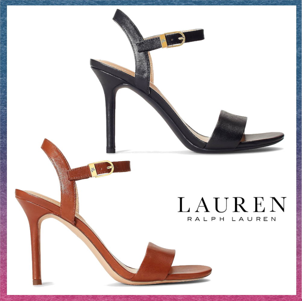 LAUREN RALPH LAUREN ラルフ ロゴ レザー ピンヒール サンダル