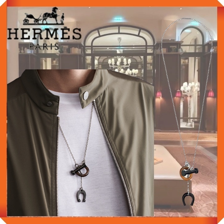 ☆ホーンとメタルのネックレス☆【Hermes】メタルネックレス