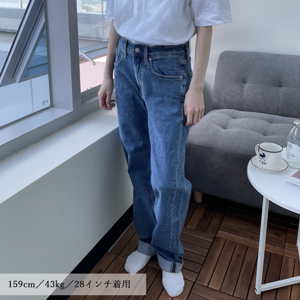 ジーンズ ストレート ブラック 韓国 カジュアル デニム cr7820 90's Straight]ジーンズ(デニムパンツ) - 90sストレートジーンズ