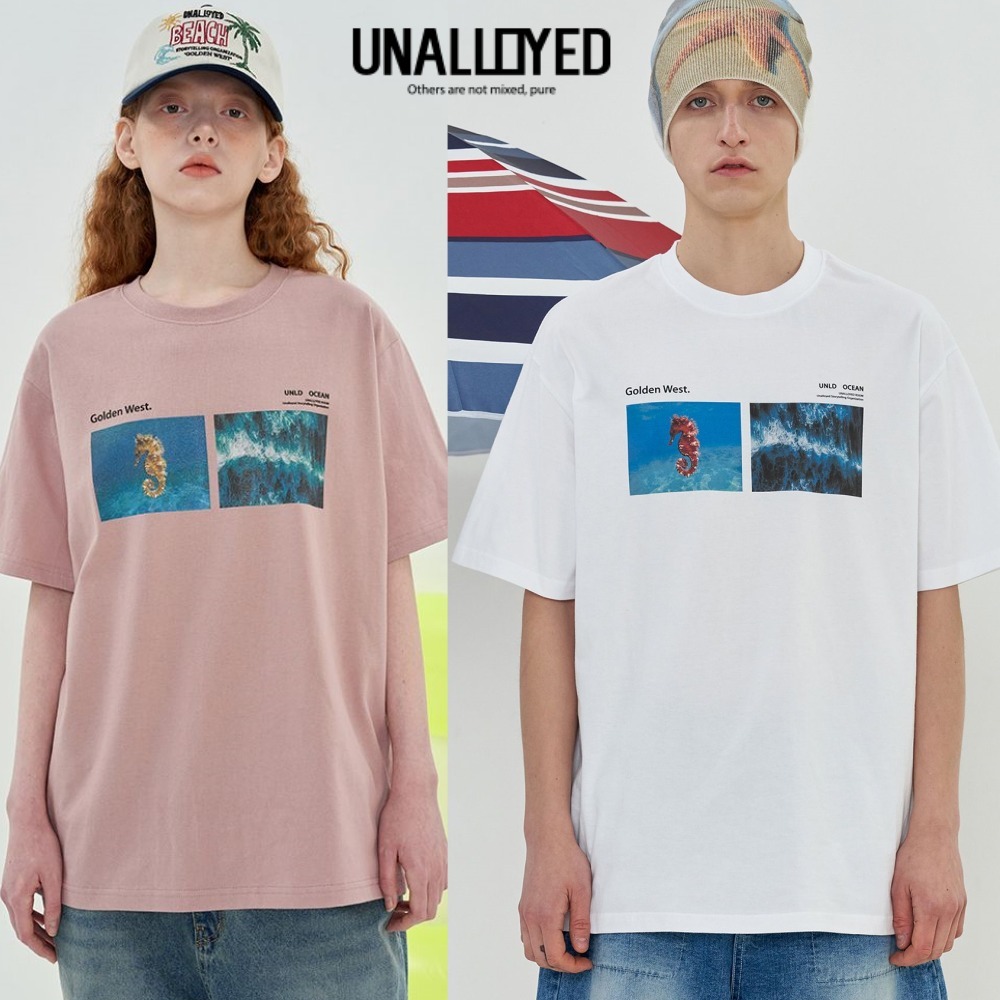 UNALLOYED★韓国★男女兼用★OCEAN T SHIRT 2色/ 半袖Tシャツ