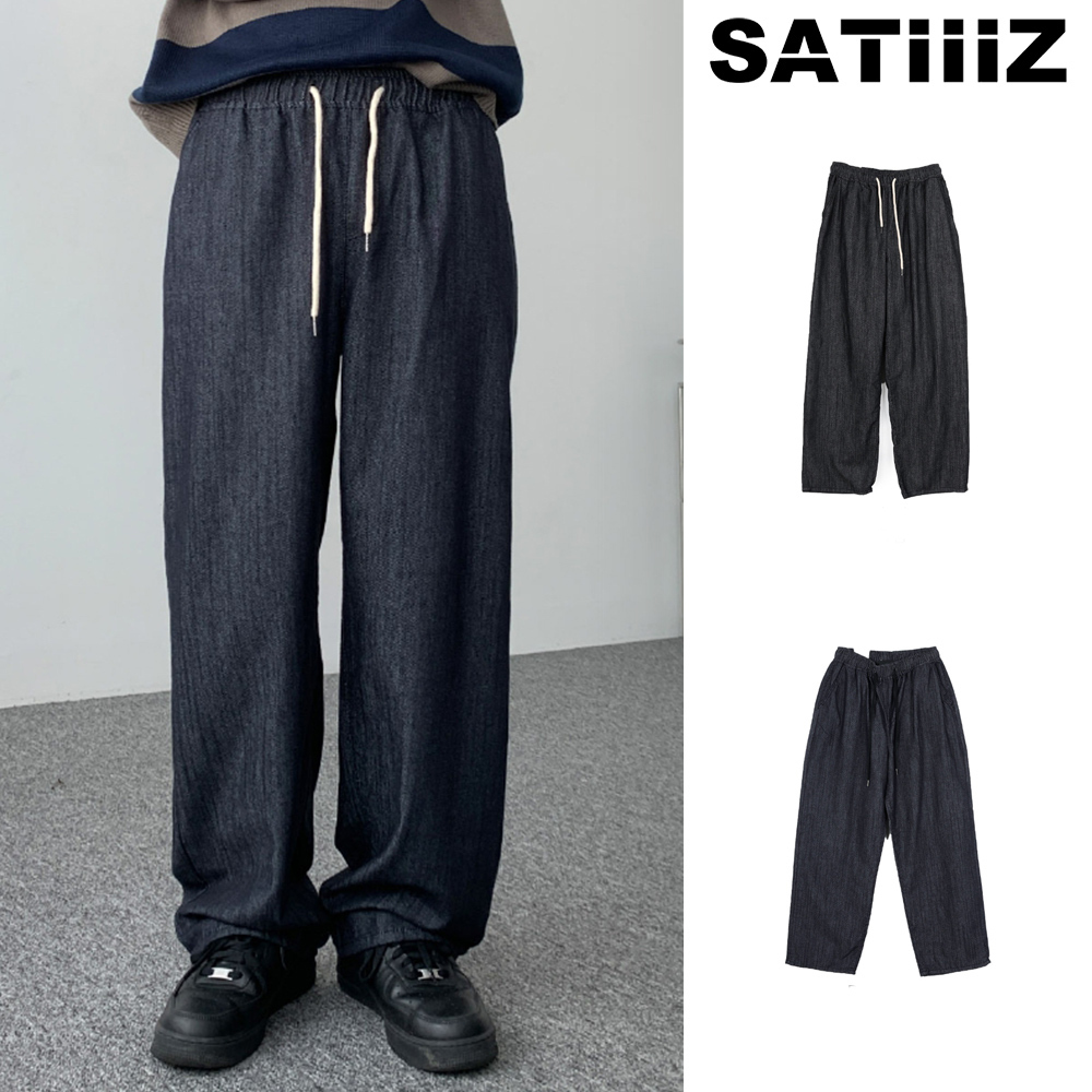 【SATIIIZ】Cheve non-fade banding denim pants
