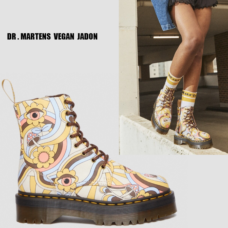 Dr Martens★VEGAN JADON★CANVAS★厚底★ジッパー★ベージュ系