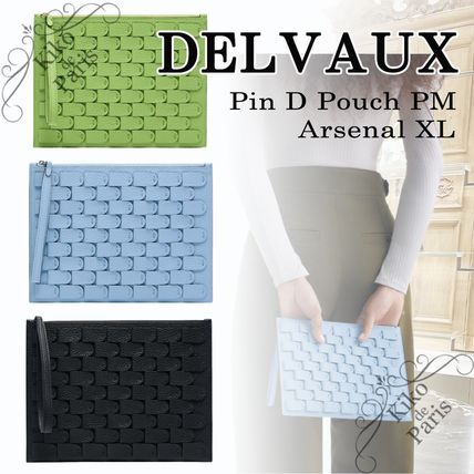 DELVAUX Clutches Casual Style Plain Leather Elegant Style Logo Clutches