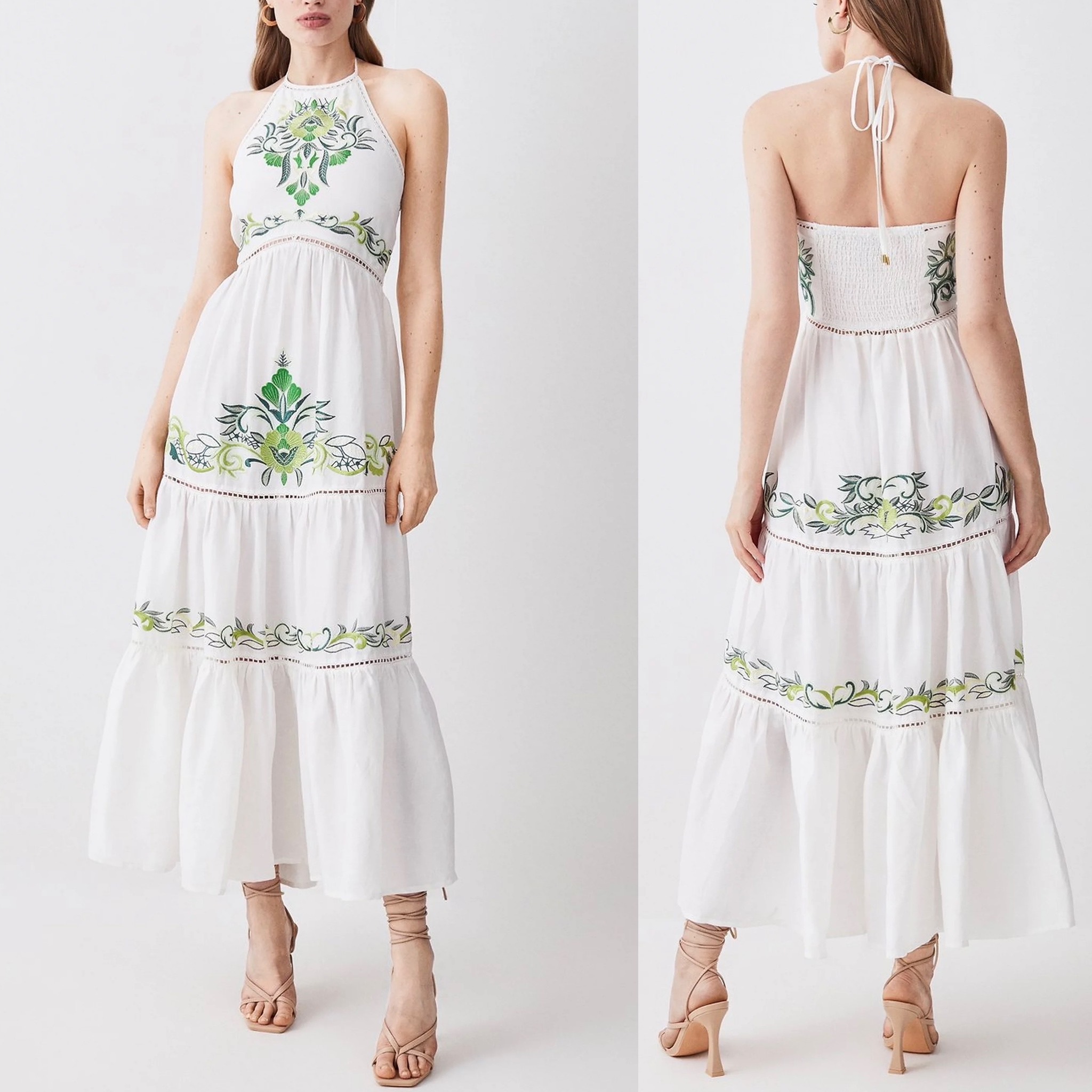 ★Karen Millen★ プチボタンフロント ペンシルミディドレス KAREN MILLEN】蝶ネクタイ ノースリーブミディドレス